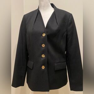 TAHARI Elegant Black Women's Blazer, Gold buttons size 8